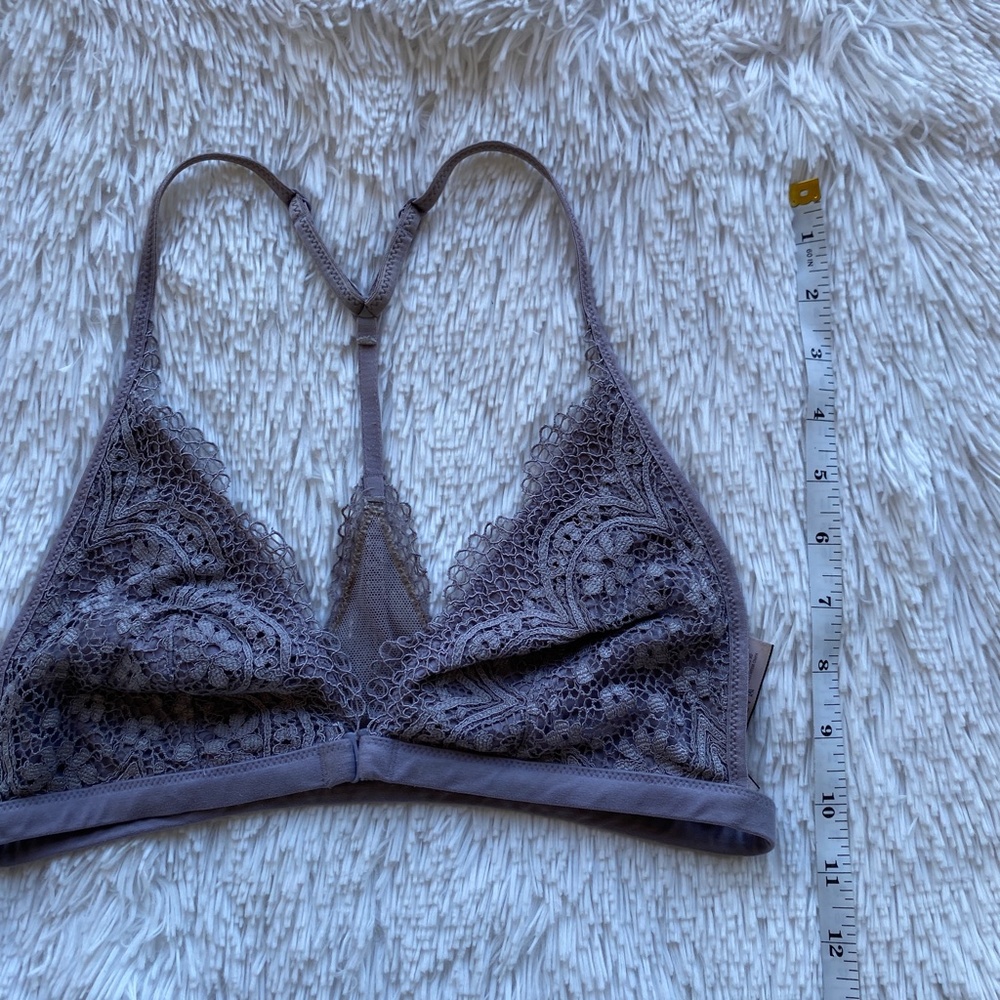 VICTORIA'S SECRET Purple Lace Triangle Bra Bralette Medium M - Picture 5 of 6